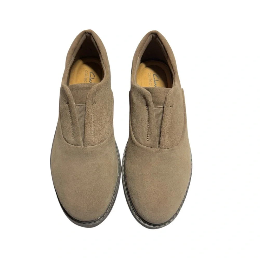 Clarks Womens Airabell Sky Gris Beige Size‎ 9.5M Slip On Casual Shoes Comfort
